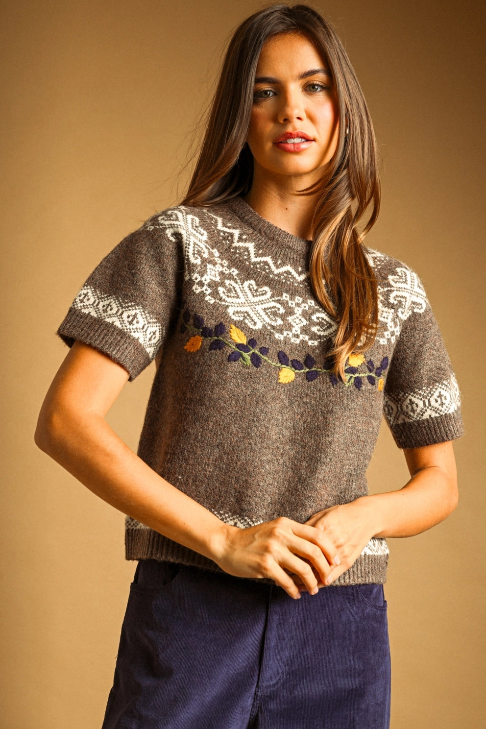 QUINN EMBROIDERED SWEATER TOP
