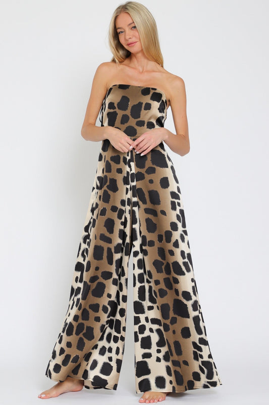 Leopard Strapless Jumpsuit