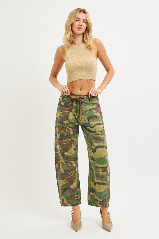 LANA CAMO BARREL PANTS