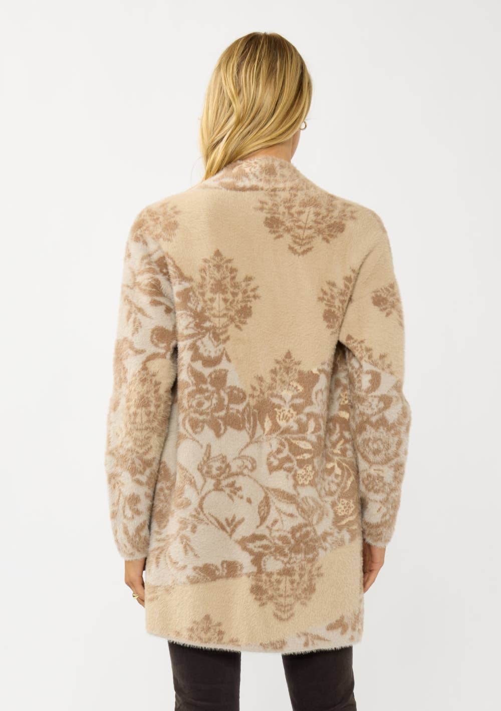 AMY FLORAL OPEN FRONT SWEATER