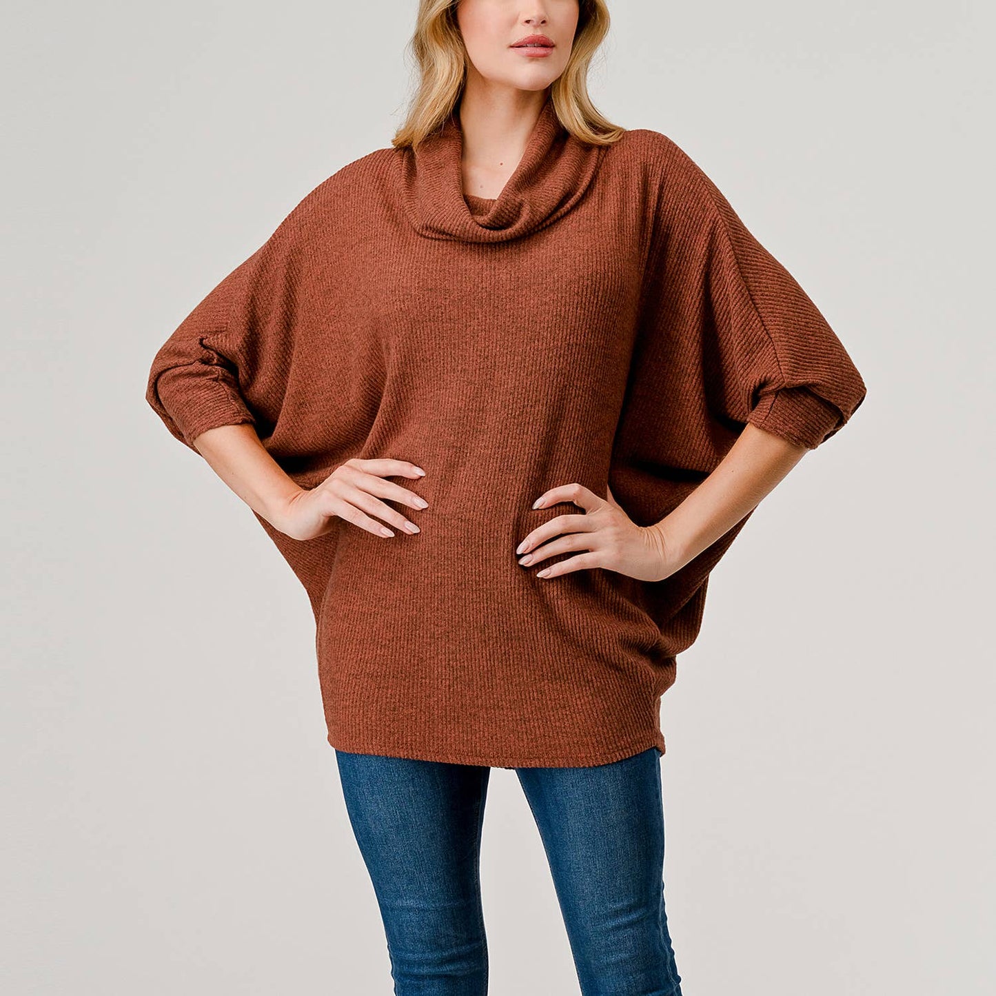 ANN COWL-NECK 3/4 SLEEVE TOP