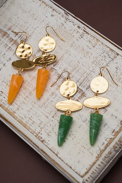 HAMMERED COIN & CONE DROP EARRINGS